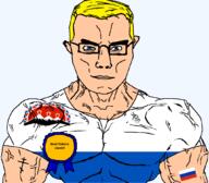 arm award blue_eyes buff christianity closed_mouth clothes eastern_orthodox eyes_like_the_o-o-cean fishing flag flag:kamchatka_krai flag:russia glasses hair kamchatka_krai krai orthodox_cross russia soyjak subvariant:chudjak_front subvariant:muscular_chud text transparent transparent_background tshirt variant:chudjak vein yellow_hair // 1059x929 // 83.8KB