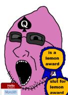 glasses lemon lemon_(user) monolith_(namefag) mouth name_tag nose pink_skin queen_of_spades snowbunny stubble tinted_glasses variant:sourjak // 548x768 // 30.6KB