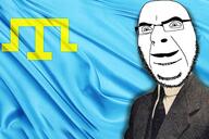 alternate angry clothes crimea flag:crimea full_head glasses mustache necktie numan_celebicihan smile soyjak stubble variant:cobson // 2333x1555 // 375.4KB