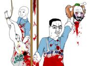 antenna apron beard blood bloodshot_eyes breasts butcher cannibalism chud closed_mouth clothes crying decapitation dragon_age full_body glasses gore guillotine hair headless holding_object holding_severed_head jessica_albert meat medium_breasts meta:pornographic_content mustache nsfw orange_eyes penis piss reddit rope severed_head smile soyjak stubble testicles text tranny variant:chudjak variant:wojak wojak // 1024x722 // 725.7KB