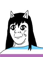 cat_ear closed_mouth ear hair large_eyes long_hair neutral soyjak subvariant:commiepedotroon tattoo variant:kuzjak zoophile // 809x1080 // 25.7KB