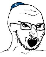 angry clothes glasses hat hooked_nose jewish_nose jewish_star jews judaism kike kike_nose kippah large_eyebrows open_mouth soyjak star_of_david stubble variant:soyak white_background // 644x800 // 8.9KB