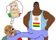 3soyjaks argentina beard black_skin blue_eyes bolivia clothes country ear eyebrows flag flag:argentina flag:bolivia flag:italy gigachud glasses hair imagination italy meta:tagme mustache native_american nordic nose penis smile strangling stubble teeth testicles tongue variant:bernd variant:cobson variant:unknown yellow_hair // 1123x808 // 269.1KB