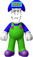 bald closed_mouth clothes glasses hat invincible invincible_(show) logo overalls plumber stubble subvariant:neutralplier super_mario_bros variant:markiplier_soyjak wrinkles // 1332x2271 // 1.5MB