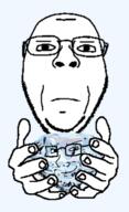 closed_mouth front_facing gem gem_skin glasses hand holding_object looking_at_you looking_down merge nail neutral objectsoy serious smile smug soyjak stubble subvariant:wholesome_soyjak variant:bernd variant:gapejak variant:soyak // 860x1416 // 433.5KB