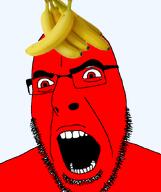 banana glasses nose object_on_head open_mouth red_eyes red_skin stubble transparent_background variant:cobson // 722x862 // 173.1KB
