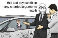 3soyjaks anime car cartoon darling_in_the_franxx glasses meme reddit screaming soyboy stubble this_bad_boy variant:nojak variant:snoojak variant:soyak // 1117x733 // 395.4KB