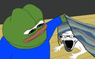 amphibian balding carpet floor frog glasses hand hands_up meta:tagged nas:pepe open_mouth pepe_the_frog smug subnas:apu subvariant:wewjak variant:soyak // 1267x785 // 127.0KB