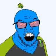 award blue_skin hair leaf logan mustache open_mouth shlog soyjak soyjak_blog stubble teeth transparent transparent_background variant:feraljak // 1500x1500 // 105.6KB