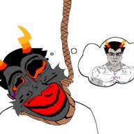 aquarius big_lips cronus_ampora fin glasses grey_skin hair hanging homestuck horn muscular_male purple_eyes rope soyjak subvariant:jartycuck subvariant:muscular_chud subvariant:patrick thought_bubble troll_(homestuck) variant:chudjak yellow_sclera // 1555x1555 // 140.4KB