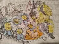 award beard biohazard clothes drawing fat france french_revolution hat hazmat_suit historical history meta:barely_a_soyjak napoleonon obese stinky text traditional_media variant:unknown warning_sign // 4080x3072 // 1.9MB