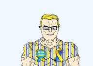 aryan aryan_chad award awards blond blue blue_eyes buff disabled downs_syndrome glasses muscles muscular_male smile variant:chudjak yellow yellow_hair // 3508x2480 // 1.1MB