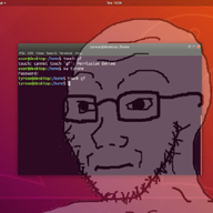 animal closed_mouth desktop gf glasses gnulinux soyjak stubble technology terminal text tyrone ubuntu variant:soyak // 866x635 // 236.0KB