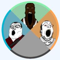 3soyjaks balding black_skin bloodshot_eyes clothes franklin_clinton glasses grand_theft_auto grand_theft_auto_v grey_hair hair michael_de_santa negro open_mouth sleeveless_shirt soyjak soyjak_trio stubble tattoo text trevor_philips variant:gapejak variant:markiplier_soyjak variant:tony_soprano_soyjak yellow_sclera yellow_teeth // 800x800 // 115.3KB