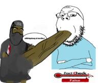 2soyjaks arm bbc black_shirt black_skin blood blowjob brown_eyes brown_skin crossed_arms fact_check factjak gay glasses hand holding_knife holding_object isis knife mask nigger nsfw penis soyjak stubble variant:cobson variant:gapejak // 1780x1500 // 615.9KB