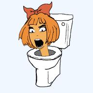 angry blue_eyes bowtie hair mymy ongezellig open_mouth orange_hair orange_skin skibidi_toilet soyjak toilet variant:cobson // 2000x2000 // 67.2KB