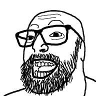 beard ear glasses open_mouth soyjak variant:israeli_soyjak2 // 720x720 // 123.9KB