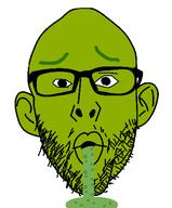 ear emoticon glasses green_skin gross nauseated open_mouth sick soyjak stubble variant:nojak vomit // 432x522 // 16.4KB