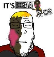 arm blush boogeyman brown_hair brown_skin clothes hindu holding_object hunky_twink_sex_machine its_over lars leg mouth_closed nate off-siter subvariant:neutralplier swedish_fail swinnycuck swinnyjeet text toss variant:alicia variant:markiplier_soyjak white_skin yellow_hair // 1280x1344 // 471.9KB