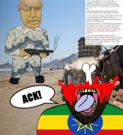 2soyjaks blood bone border camouflage chocolate_chip ethiopia firearm flag:ethiopia full_body glasses gore gun helmet holding_gun holding_object holding_shotgun iron_sights kelvar_helmet military mustache mutt open_mouth saudi_arabia shitskin shotgun soldier soyjak speech_bubble stubble subhuman subvariant:dean ted text tongue total_nigger_death tranny variant:bernd variant:chudjak weapon yellow_teeth // 2326x2548 // 4.7MB