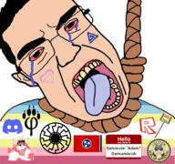 bloodshot_eyes crying discord ear furry glasses hair hanging loli map_(pedophile) open_mouth pedophile roblox rope seal sonnenrad soyjak subvariant:patrick suicide tennessee text tongue variant:chudjak white_skin yellow_teeth // 768x719 // 377.5KB