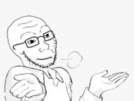 anime glasses hand neutral shrug shrugging soyjak stubble torso variant:soyak wojak // 300x226 // 10.2KB