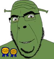 award dreamworks ear glasses green_skin looking_at_you ogre_ears shrek smile soyjak stubble variant:cobson white_background // 640x701 // 119.0KB