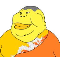 asian bhutan buddhism narrow_eyes obese orange_shirt shaved smile subvariant:chinkmutt variant:meximutt yellow_skin // 888x849 // 68.9KB