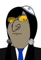 black_jacket blue_tie brown_skin closed_mouth clothes cobblestone cobblestone_(user) cutebooru_(user) hair hat judaism jude kike kippah kobbelstein long_hair necktie pigtails soyjak_wiki star_of_david subvariant:gapejak_female suit suit_and_tie twintails variant:gapejak white_shirt yellow_glasses // 683x992 // 40.7KB