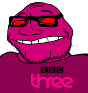 bald bbc_three british_broadcasting_corporation chin dark evil glasses logo red_eyes smirk soyjak stubble subvariant:lakuse transparent_background variant:smugjak wrinkles // 600x640 // 24.5KB