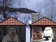 2soyjaks chimney coal smoke solar_panel subvariant:feralrage subvariant:wholesome_soyjak variant:feraljak variant:gapejak winter // 2000x1500 // 2.7MB