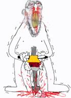 arm blood bloodshot_eyes clenched_teeth distorted ear glasses gore hand holding_object jackhammer leg meta:pornographic_content nosebleed penis red_eyes soyjak stubble subvariant:feralrage testicles variant:feraljak yellow_teeth // 577x796 // 149.4KB
