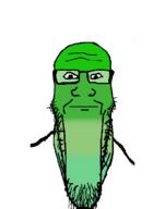 calm closed_mouth glasses gradient green_skin neutral soyjak stretched_chin stubble subvariant:longplier subvariant:neutralplier variant:markiplier_soyjak // 785x1000 // 50.4KB