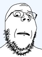 glasses large_eyes looking_down scared soyjak stubble variant:gapejak // 600x800 // 1.8MB