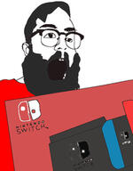 beard ear glasses hair nintendo nintendo_switch open_mouth soyjak variant:buckteeth_soyjak video_game // 199x255 // 35.8KB