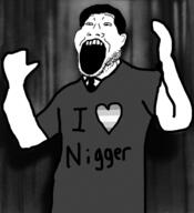 arm black_and_white ear hair hand heart huey_long i_heart_nigger i_love open_mouth politician soyjak stubble text transgender_flag variant:markiplier_soyjak2 // 406x446 // 59.0KB
