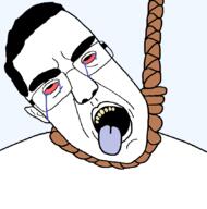 ack bloodshot_eyes clothes crying glasses hair hanging open_mouth rope soyjak subvariant:patrick suicide template tongue transparent_background variant:chudjak yellow_teeth // 842x850 // 23.4KB