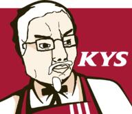 apron beard clothes collared_shirt colonel_sanders glasses hair kentucky_fried_chicken kfc kill_yourself kys mustache necktie variant:chudjak // 1080x929 // 34.3KB