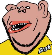 amerimutt brisk brown_skin clothes ear hair iced_tea lips mutt open_mouth soyjak stubble subvariant:impish_amerimutt tea teeth variant:impish_soyak_ears yellow_shirt // 598x628 // 44.8KB