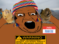 brown_skin chullo cuisine food guinea_pig hello_my_name_is_(sticker) irl_background meta:namefags mouth_open peru peruvian_chud_(user) slum stubble variant:ppp warning // 800x600 // 348.3KB