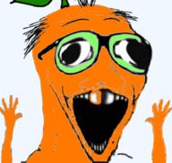 deformed food froot fruit glasses hand hands_up leaf open_mouth orange orange_skin soyjak stubble subvariant:wewjak variant:soyak // 620x585 // 150.0KB