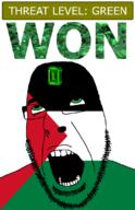 ahegao country emerald flag flag:jordan gem glasses green green_eyes hair jordan looking_up open_mouth schlog_color_event soyjak soyjak_blog stubble teeth text threat_level_green variant:cobson won // 721x1115 // 149.0KB
