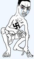 angry arm bloodshot_eyes crying elf full_body glasses gremlin hair hand leg lord_of_the_rings nazism skinny soyjak swastika variant:chudjak // 248x425 // 21.9KB