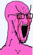 angry blood bloody_tears forehead_vein glasses open_mouth pink_skin rage series:pink_rage stubble subvariant:soyak_34 variant:soyak // 607x1000 // 21.8KB