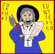 angry axe beard black blue broken_teeth brown byzantine catholic catholicism child christianity cross gold golden gray grey_hair hair halo holding_axe holding_object icon infant kid kill killer long_hair murder open_mouth orthodox orthodox_church persecution pink red robe soyjak text ukraine unholy uniate variant:feraljak white // 1440x1423 // 1.3MB