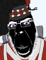 accessory bag beard black_watch_(user) british_army closed_mouth clothes feather_bonnet full_head glasses hat inverted knapsack looking_at_you military military_uniform pupils purple_eyes redcoat scotland scottish smile stubble subvariant:modern_cobson transparent_background uniform variant:cobson wrinkles // 1550x1999 // 112.7KB