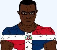 arm aryan_chad blue_eyes brown_skin buff closed_mouth clothes dominican_republic flag:dominican_republic glasses hair nigger soyjak subvariant:chudjak_front subvariant:muscular_chud template tshirt variant:chudjak vein // 1059x929 // 93.1KB