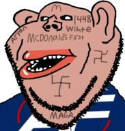 america_first amerimutt brown_skin mcdonalds nazism subvariant:impish_amerimutt variant:impish_soyak_ears // 598x628 // 105.4KB