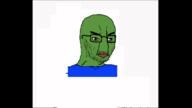 animal animated arm blood closed_mouth clothes decapitation frog glasses gore green_skin gun hand holding_object open_mouth pepe shooting shotgun soyjak stubble text variant:chudjak // 1920x1080 // 2.8MB