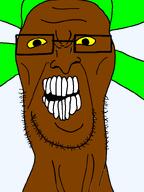 4chan 4cuck anime brown_skin glasses hair jaundice nuvariant stubble teeth variant:danny yellow_eyes yotsoyba // 600x800 // 15.8KB